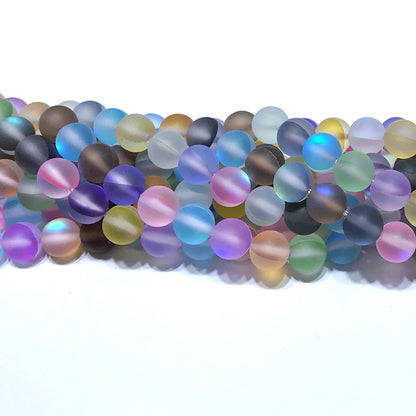 CMS457 Synthetic Moonstone Beads Matte Round 10mm 15" Strand