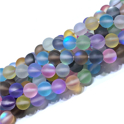 CMS458 Synthetic Moonstone Beads Matte Round 12mm 15" Strand