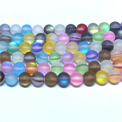 CMS458 Synthetic Moonstone Beads Matte Round 12mm 15" Strand