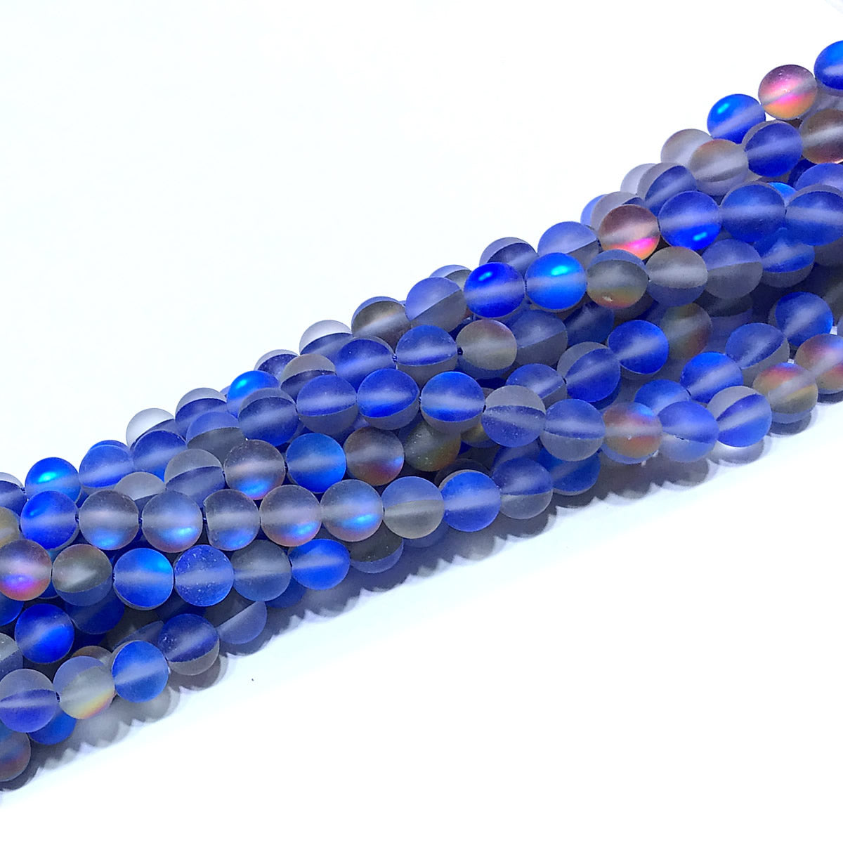 CMS460 Synthetic Moonstone Beads Matte Round 6mm 15" Strand