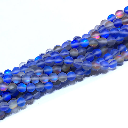 CMS460 Synthetic Moonstone Beads Matte Round 6mm 15" Strand