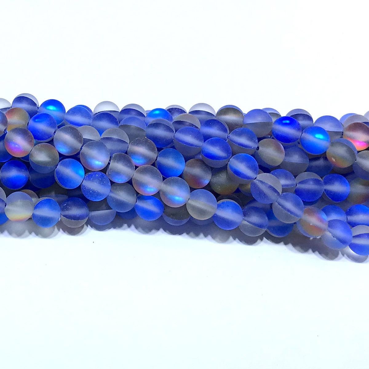 CMS460 Synthetic Moonstone Beads Matte Round 6mm 15" Strand