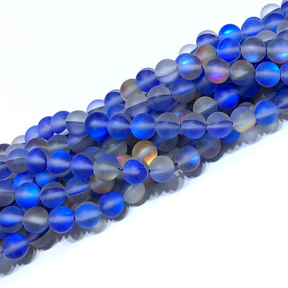 CMS462 Synthetic Moonstone Beads Matte Round 10mm 15" Strand