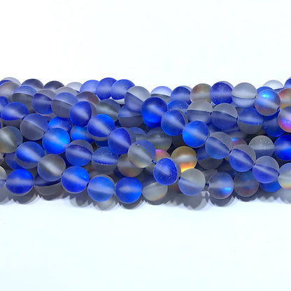 CMS462 Synthetic Moonstone Beads Matte Round 10mm 15" Strand