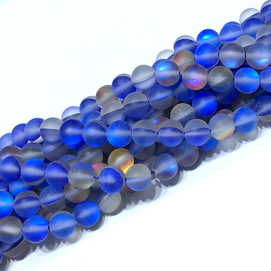 CMS463 Synthetic Moonstone Beads Matte Round 12mm 15" Strand