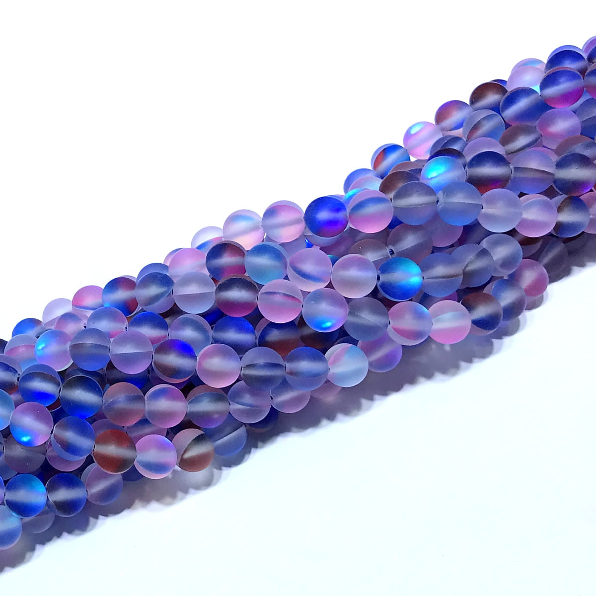 CMS470 Synthetic Moonstone Beads Matte Round 6mm 15" Strand