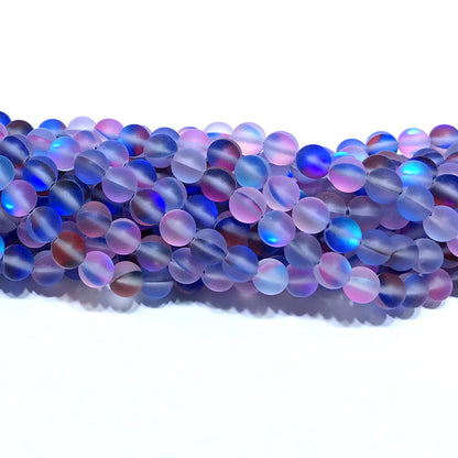 CMS470 Synthetic Moonstone Beads Matte Round 6mm 15" Strand