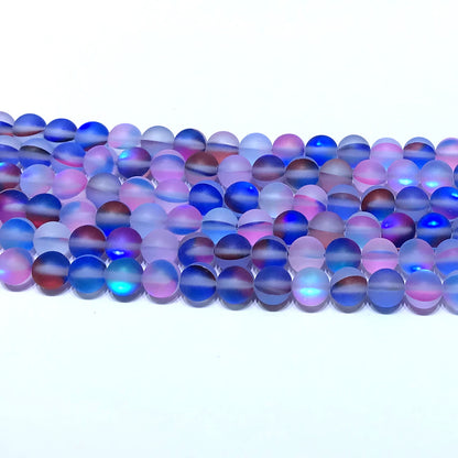 CMS470 Synthetic Moonstone Beads Matte Round 6mm 15" Strand