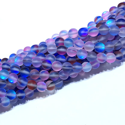 CMS471 Synthetic Moonstone Beads Matte Round 8mm 15" Strand