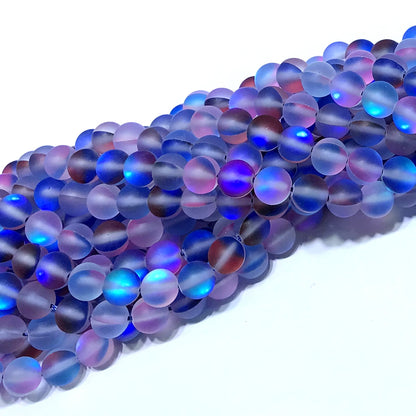 CMS472 Synthetic Moonstone Beads Matte Round 10mm 15" Strand