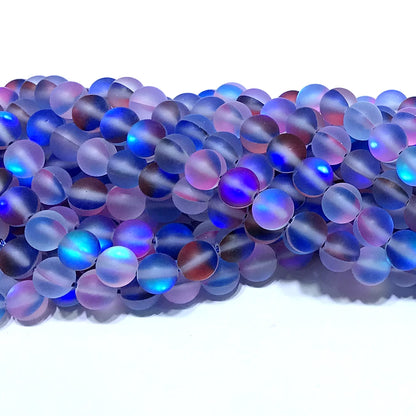 CMS472 Synthetic Moonstone Beads Matte Round 10mm 15" Strand