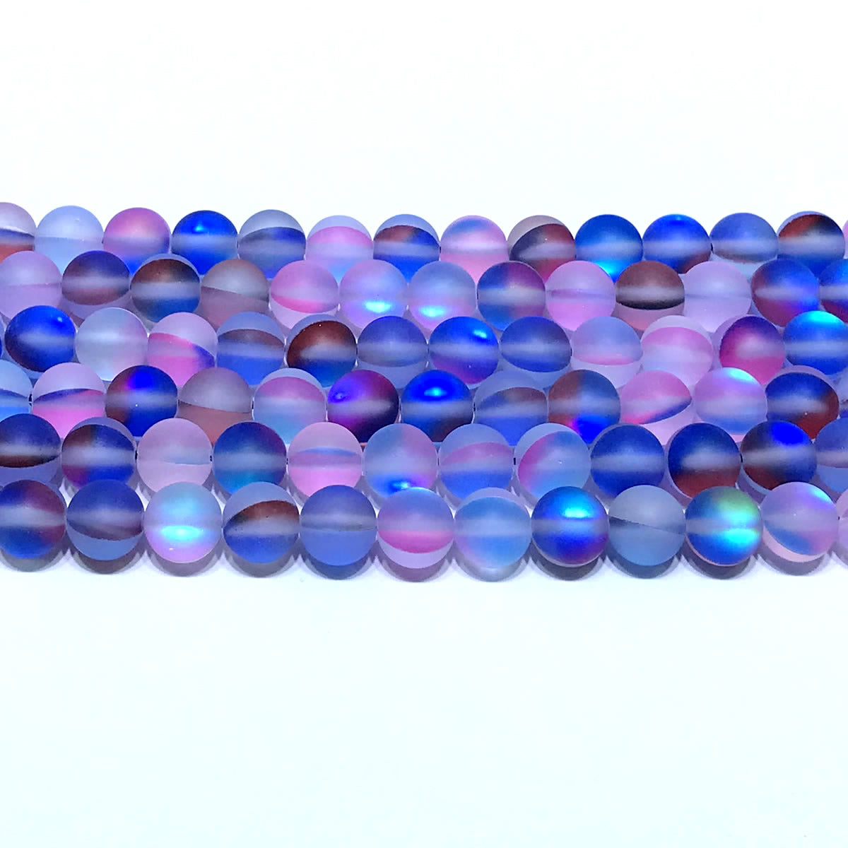 CMS472 Synthetic Moonstone Beads Matte Round 10mm 15" Strand