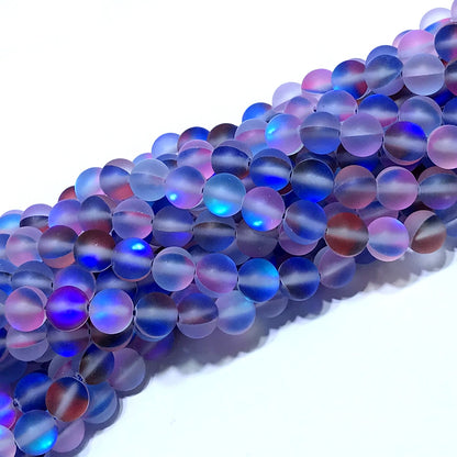 CMS473 Synthetic Moonstone Beads Matte Round 12mm 15" Strand