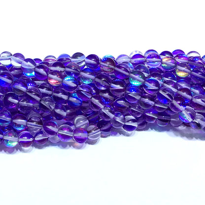 CMS480 Synthetic Moonstone Beads Smooth Round 6mm 15" Strand