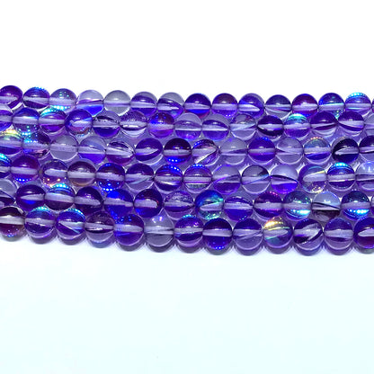 CMS480 Synthetic Moonstone Beads Smooth Round 6mm 15" Strand