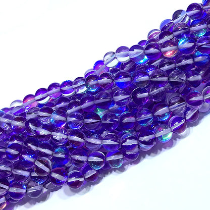 CMS482 Synthetic Moonstone Beads Smooth Round 10mm 15" Strand