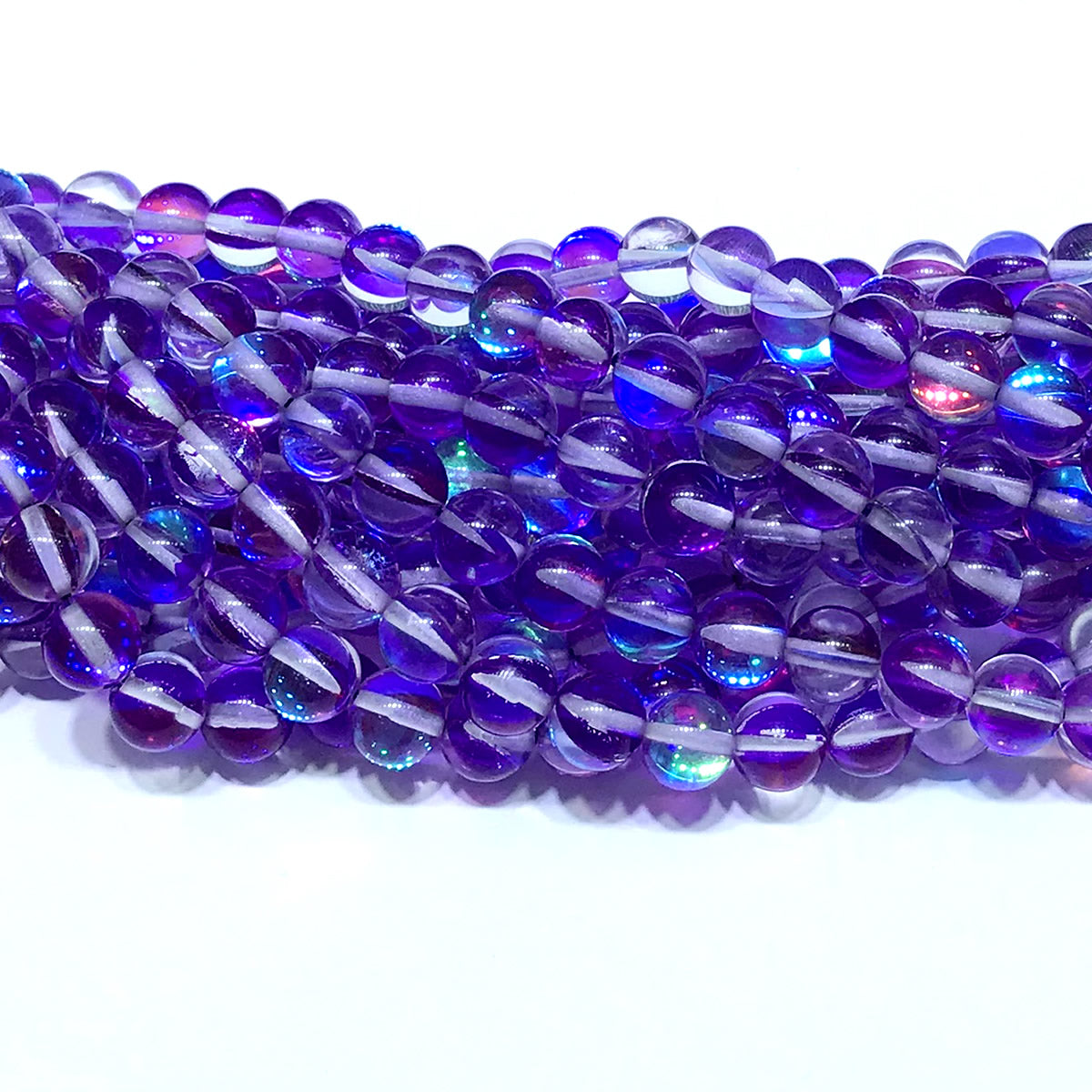 CMS482 Synthetic Moonstone Beads Smooth Round 10mm 15" Strand