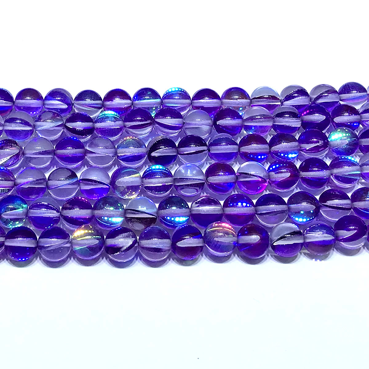 CMS482 Synthetic Moonstone Beads Smooth Round 10mm 15" Strand