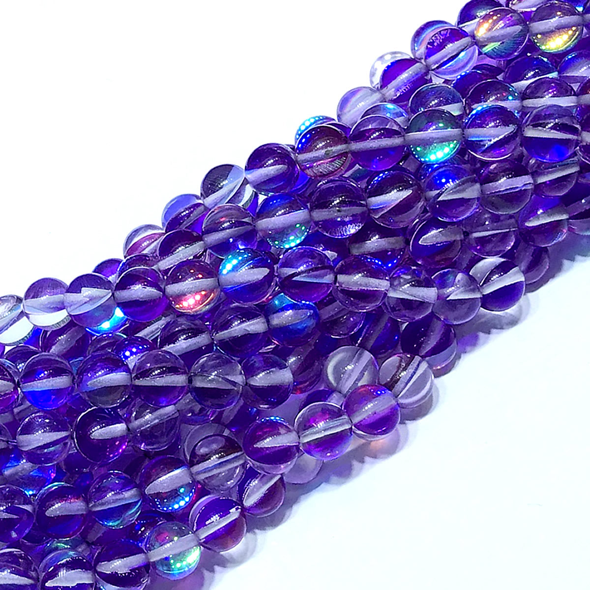 CMS483 Synthetic Moonstone Beads Smooth Round 12mm 15" Strand