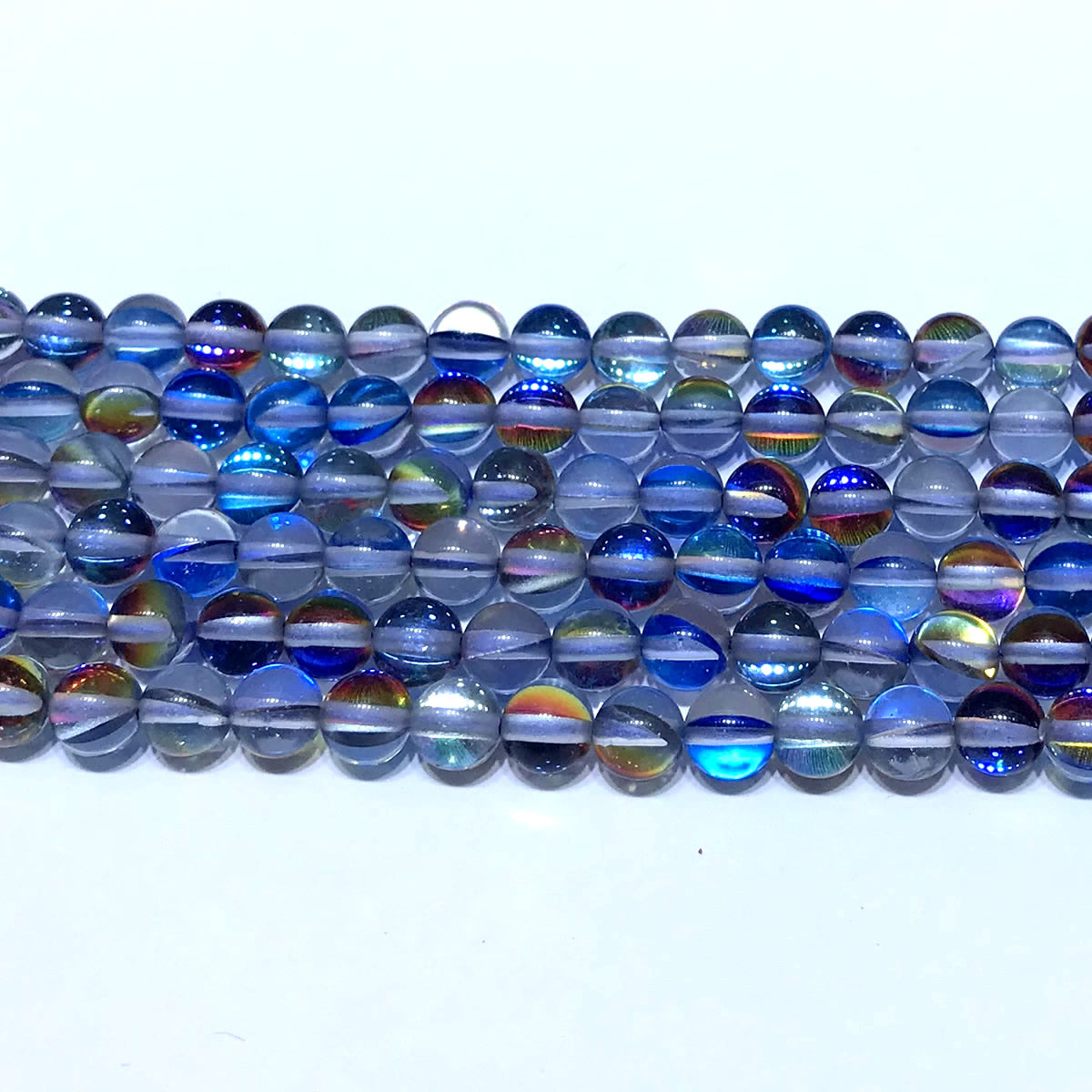 CMS490 Synthetic Moonstone Beads Smooth Round 6mm 15" Strand