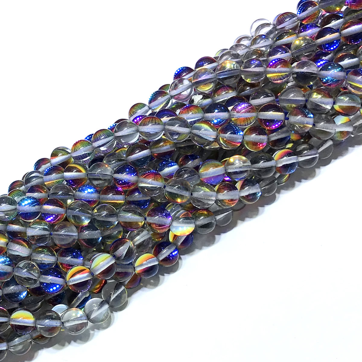 CMS500 Synthetic Moonstone Beads Smooth Round 6mm 15" Strand