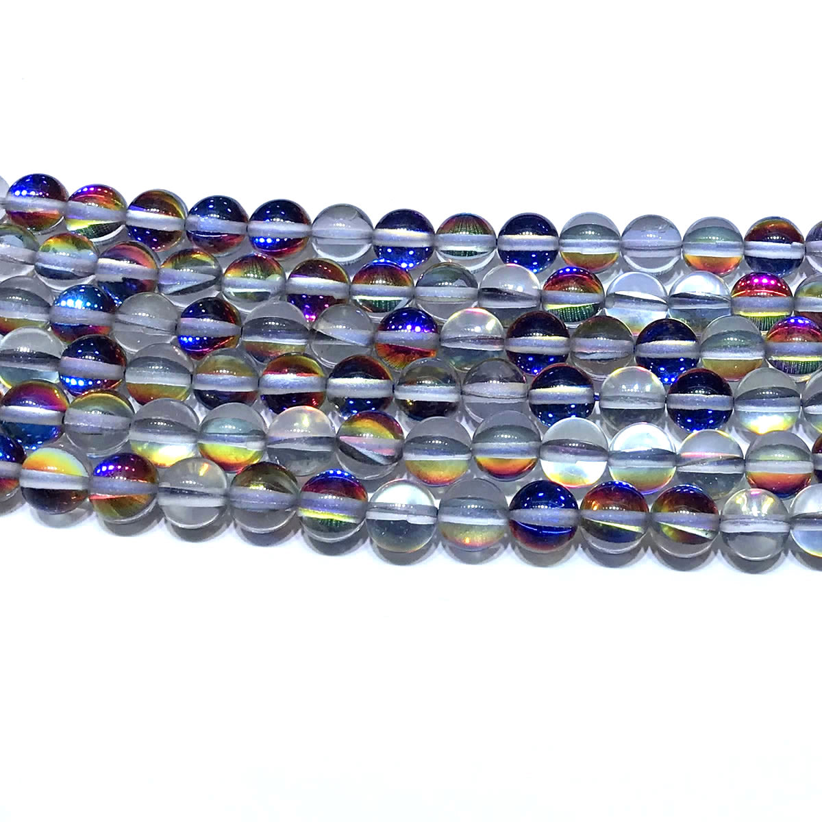 CMS500 Synthetic Moonstone Beads Smooth Round 6mm 15" Strand