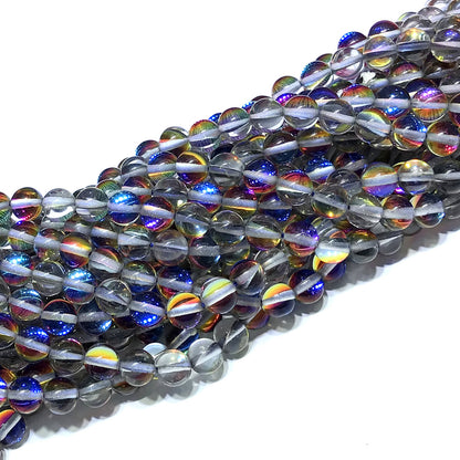 CMS501 Synthetic Moonstone Beads Smooth Round 8mm 15" Strand