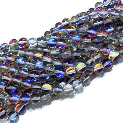 CMS502 Synthetic Moonstone Beads Smooth Round 10mm 15" Strand