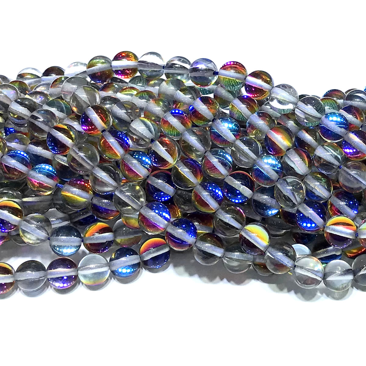 CMS502 Synthetic Moonstone Beads Smooth Round 10mm 15" Strand