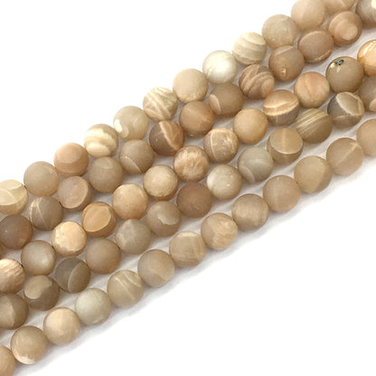 CMS61 Moonstone Gemstone Beads Matte Round 10mm 15.5" Strand