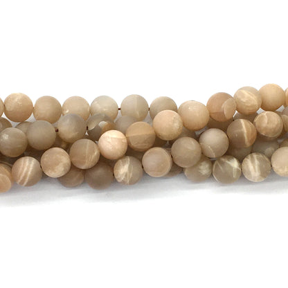 CMS61 Moonstone Gemstone Beads Matte Round 10mm 15.5" Strand