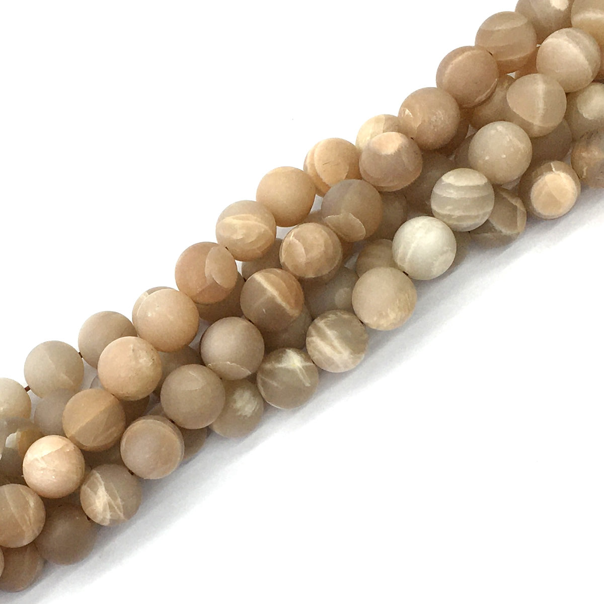 CMS61 Moonstone Gemstone Beads Matte Round 10mm 15.5" Strand