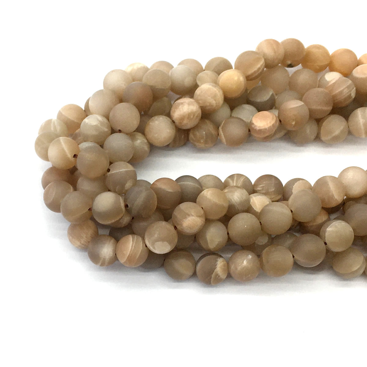 CMS61 Moonstone Gemstone Beads Matte Round 10mm 15.5" Strand