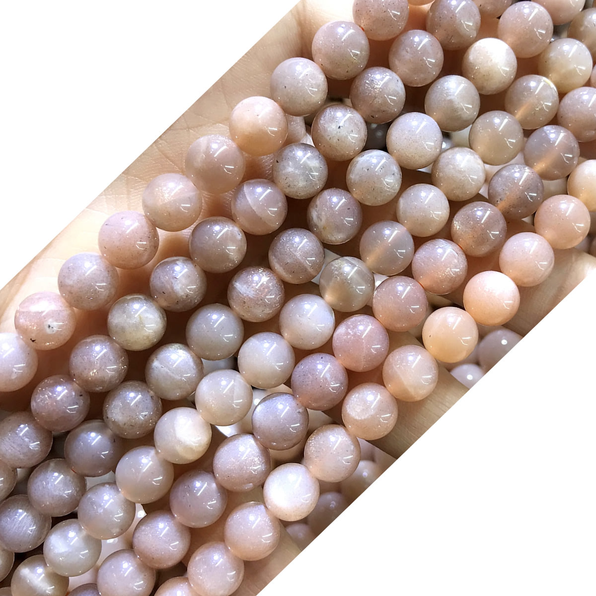 CMS67 Moonstone Gemstone Beads Smooth Round 8mm 15.5" Strand