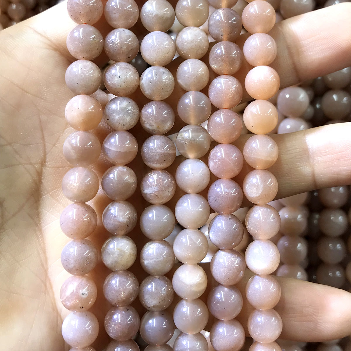 CMS67 Moonstone Gemstone Beads Smooth Round 8mm 15.5" Strand