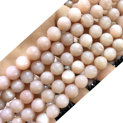 CMS68 Moonstone Gemstone Beads Smooth Round 10mm 15.5" Strand