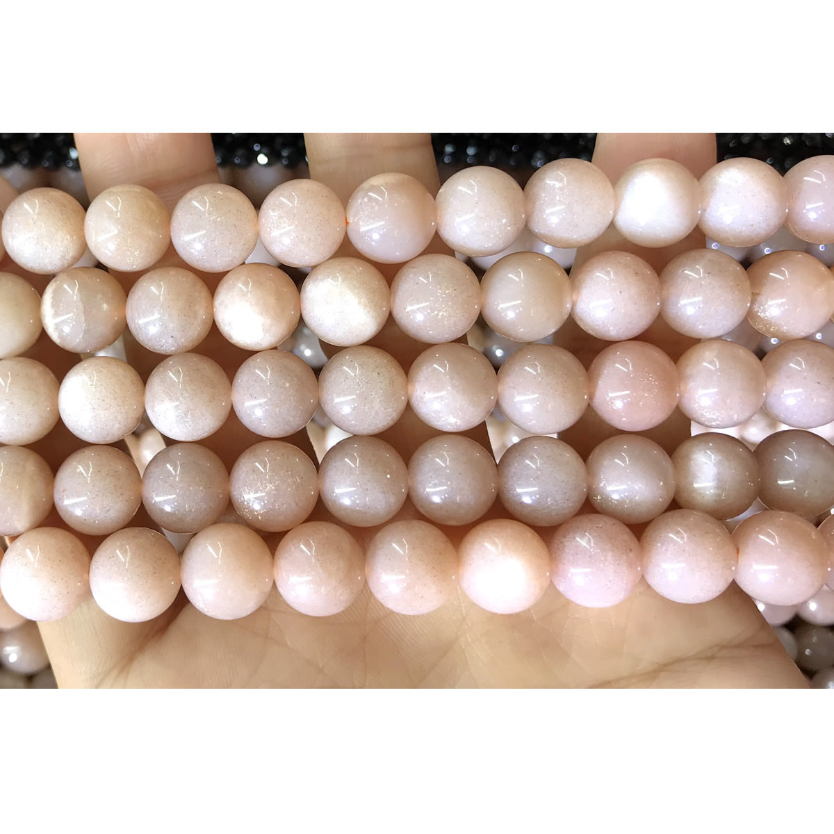 CMS68 Moonstone Gemstone Beads Smooth Round 10mm 15.5" Strand