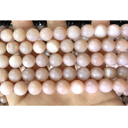 CMS68 Moonstone Gemstone Beads Smooth Round 10mm 15.5" Strand