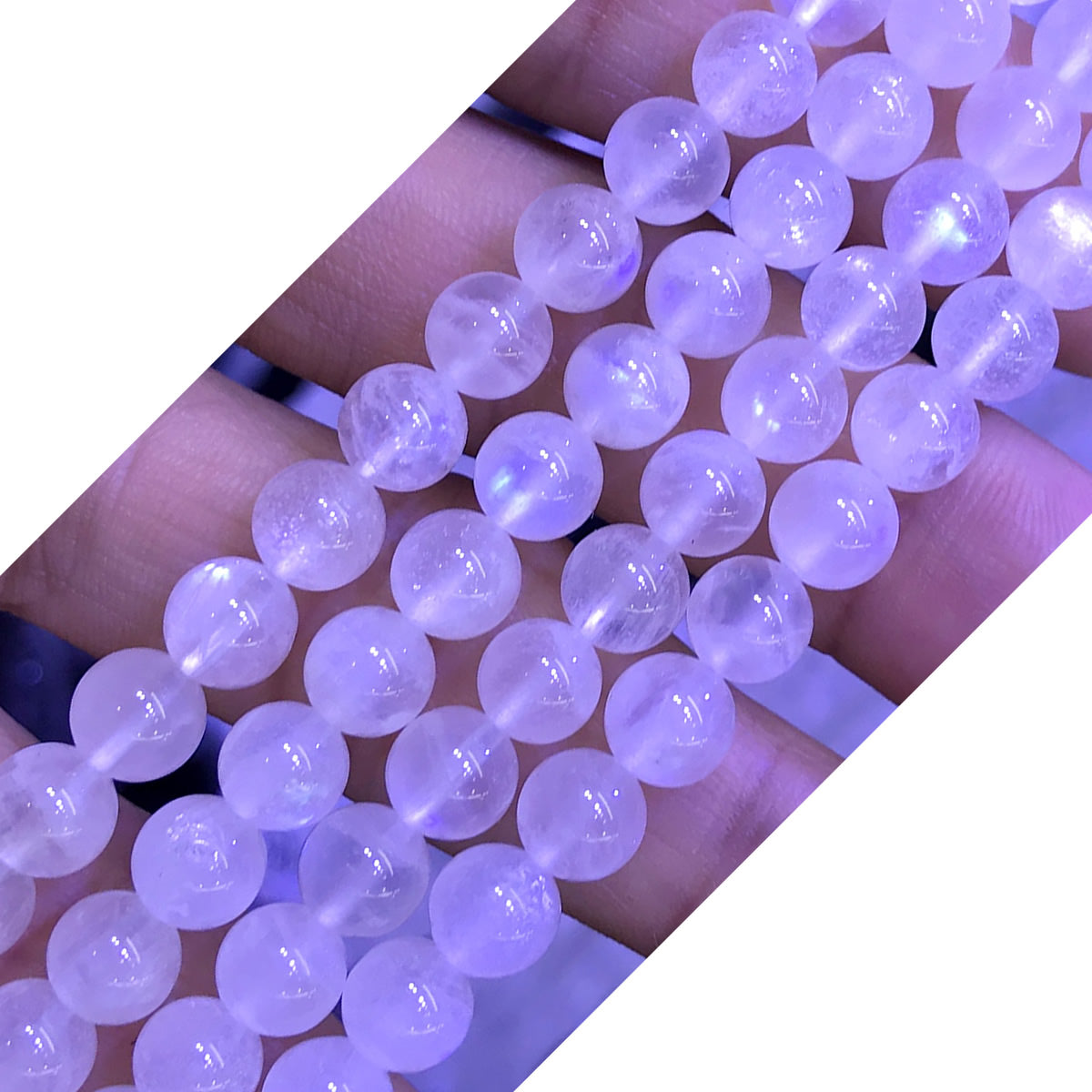 CMS81 White Moonstone Gemstone Beads Smooth Round 6mm 15" Strand