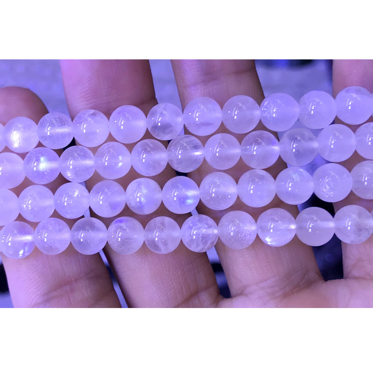 CMS81 White Moonstone Gemstone Beads Smooth Round 6mm 15" Strand