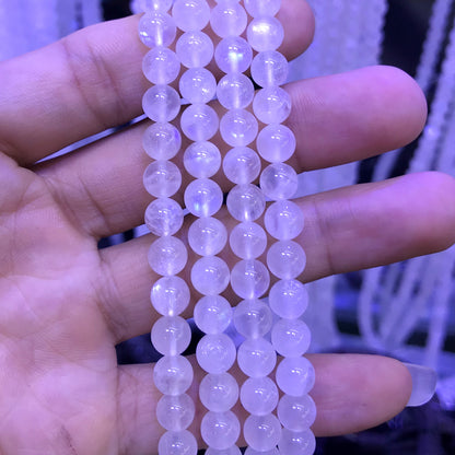 CMS81 White Moonstone Gemstone Beads Smooth Round 6mm 15" Strand