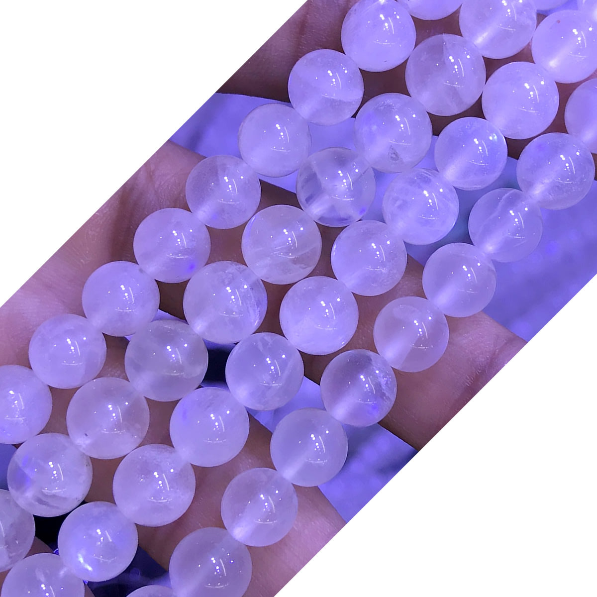 CMS82 White Moonstone Gemstone Beads Smooth Round 8mm 15" Strand