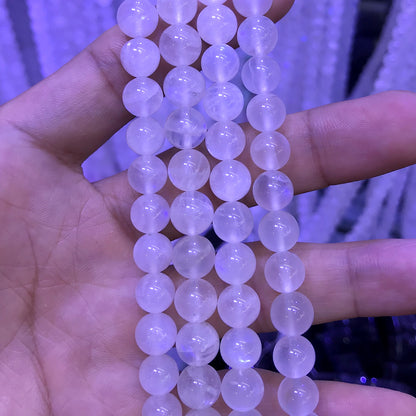 CMS82 White Moonstone Gemstone Beads Smooth Round 8mm 15" Strand