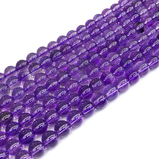 CNA16 Amethyst Gemstone Beads Smooth Round 6mm 15" Strand