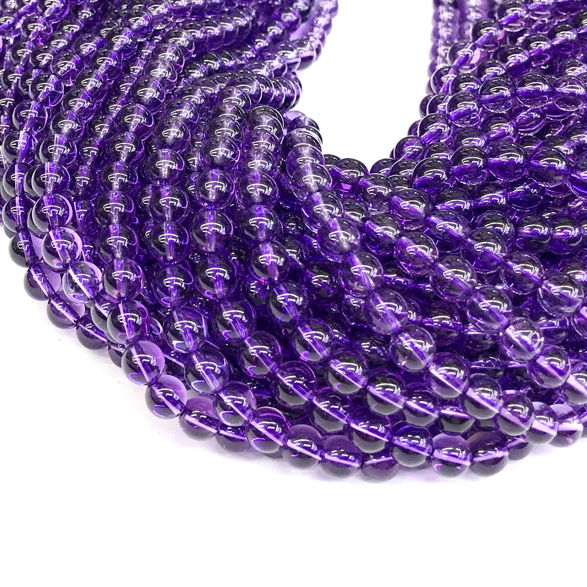 CNA16 Amethyst Gemstone Beads Smooth Round 6mm 15" Strand