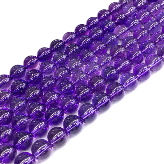 CNA17 Amethyst Gemstone Beads Smooth Round 8mm 15" Strand