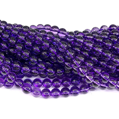 CNA17 Amethyst Gemstone Beads Smooth Round 8mm 15" Strand