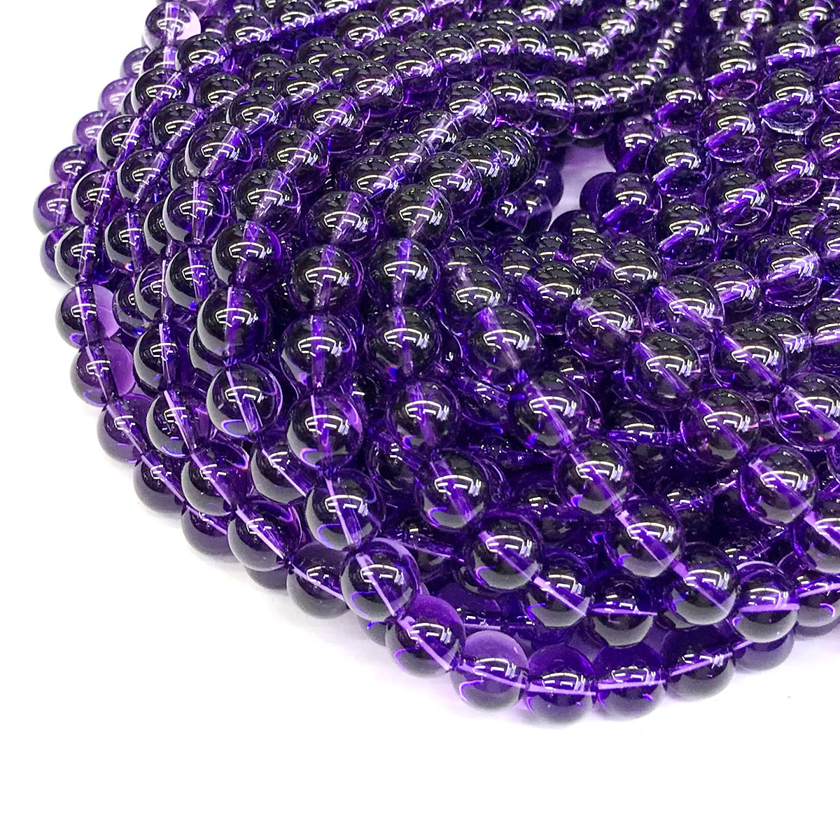 CNA17 Amethyst Gemstone Beads Smooth Round 8mm 15" Strand