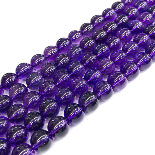 CNA18 Amethyst Gemstone Beads Smooth Round 10mm 15" Strand