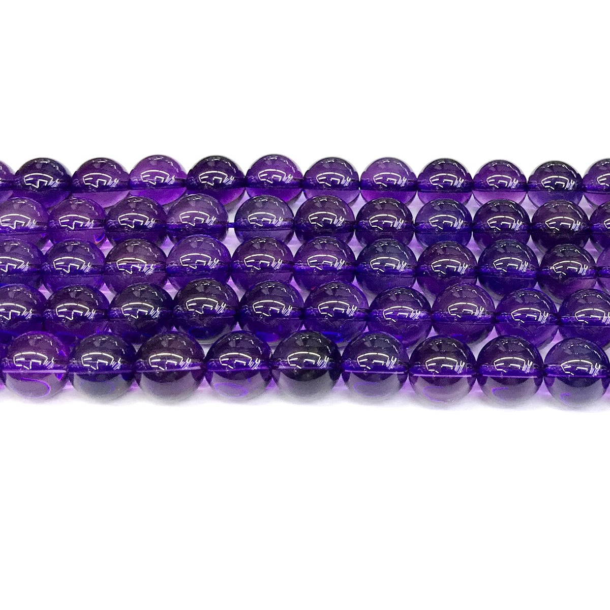 CNA18 Amethyst Gemstone Beads Smooth Round 10mm 15" Strand